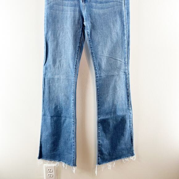 Just Black Denim Mid Rise Fall Flare Raw Hem Jeans Medium Wash Blue 27 - Picture 9 of 10